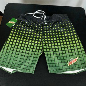 Mountain Dew Swim Trunks Sz XXL Green Black